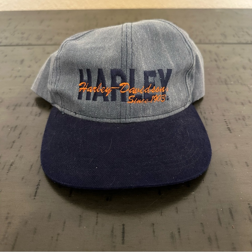 Vintage Harley-Davidson Union Made Blue Two-Toned SnapBack Hat